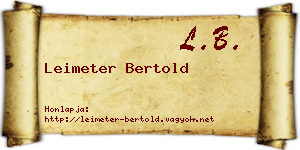 Leimeter Bertold névjegykártya